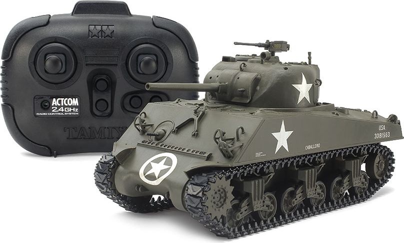 Zdjęcie główne produktu U.S. Medium Tank M4A3 Sherman (zdalnie sterowany, do samodzielnego złożenia) 1:35 Tamiya 48217