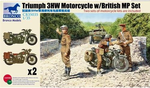 Zdjęcie główne produktu Brytyjski motocykl Triumph 3HW wraz z policją wojskową 1:35 Bronco CB35035