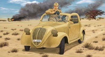 Włoski lekki samochód sztabowy (z otwartym dachem) wraz z załogą Libya 1:35 Bronco CB35164