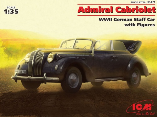 Admiral Cabriolet niemiecki samochód sztabowy z II wojny światowej z figurkami 1:35 ICM 35471