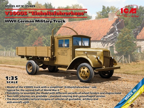 Niemiecka ciężarówka wojskowa V3000S Einheitsfahrerhaus z okresu II wojny światowej 1:35 ICM 35409