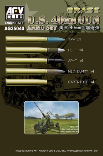 Zestaw amunicji Bofors 40mm (mosiądz)  1:35 AFV Club AG35040
