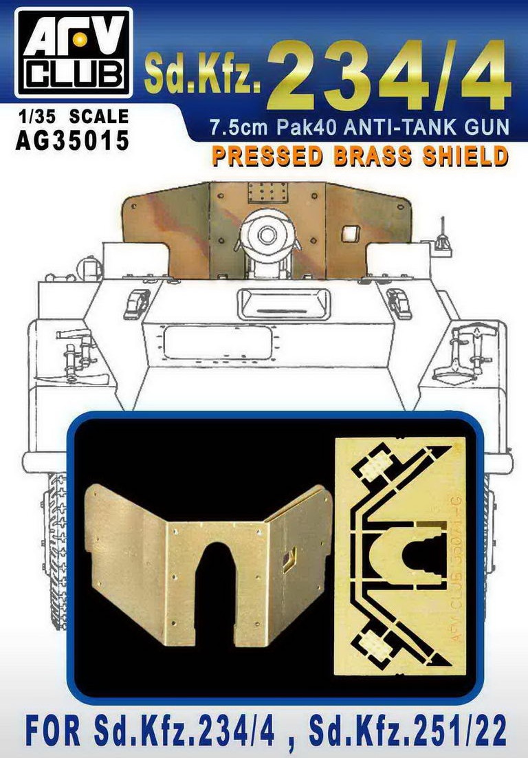 Zdjęcie główne produktu Prasowana mosiężna tarcza (osłona) do działa przeciwpancernego 7,5 cm PaK 40 dla pojazdów Sd.Kfz. 234/4 i 251/22 1:35 AFV Club AG35015
