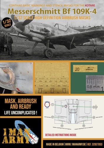 Maski dla Messerschmitt Bf-109 K-4 (Kotare) 1:32 1 Man Army 32DET053