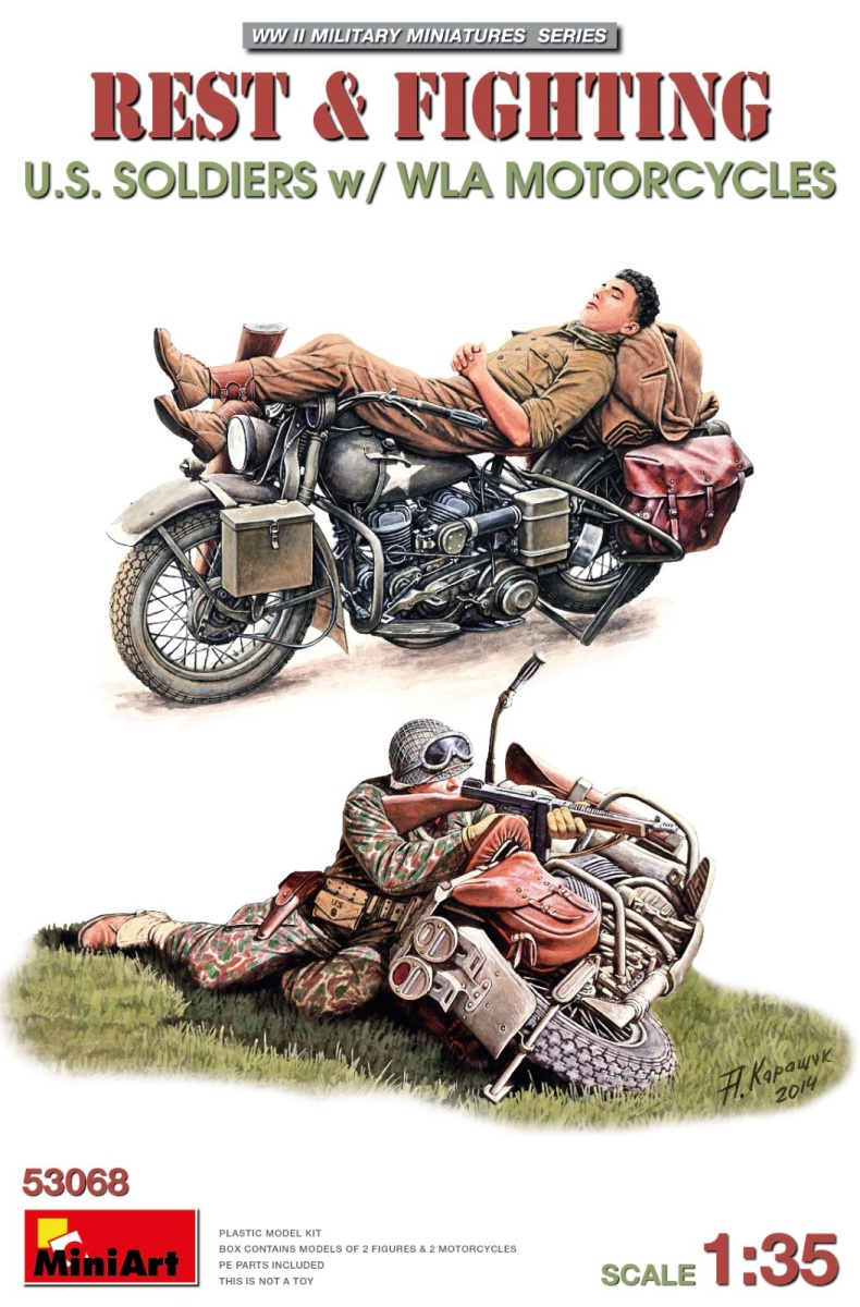 Zdjęcie główne produktu Odpoczynek i walka amerykańskich żołnierzy z motocyklami WLA 1:35 Mini Art 53068
