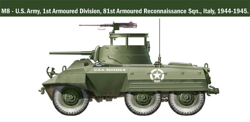 Zdjęcie dodatkowe produktu Pojazd pancerny M8/M20 1:56 Italeri 15759