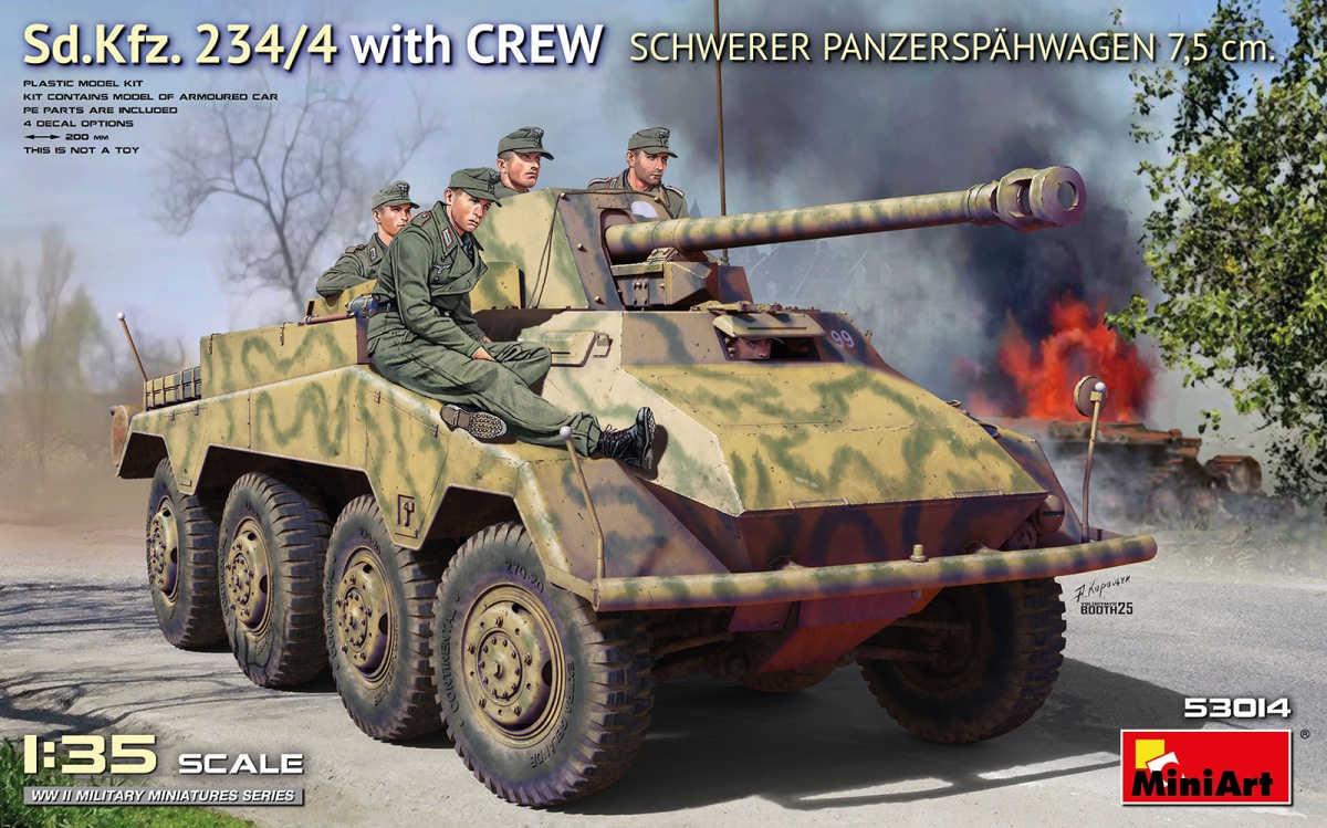 Zdjęcie główne produktu Sd.Kfz. 234/4 z załogą Schwerer Panzerspahwagen 7,5 cm. 1:35 MiniArt 53014