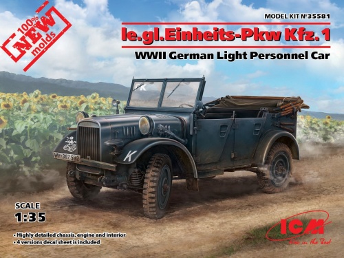 Le.gl.Einheits-Pkw Kfz.1 Niemiecki lekki samochód osobowy z okresu II wojny światowej 1:35 ICM 35581