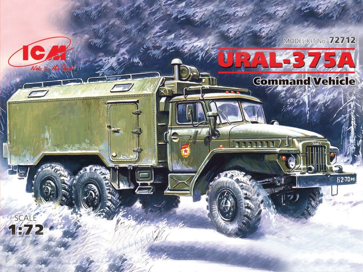 Zdjęcie główne produktu Wóz dowodzenia URAL-375A 1:72 ICM 72712