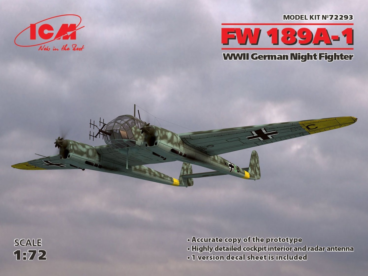 Zdjęcie główne produktu FW 189A-1 Niemiecki myśliwiec nocny z czasów II WŚ 1:72 ICM 72293