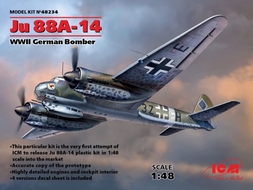 Ju 88A-14 Niemiecki bombowiec z czasów II WŚ 1:48 ICM 48234