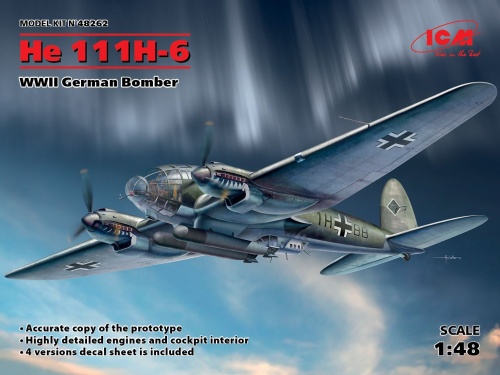 He 111H-6 Niemiecki bombowiec z II WŚ 1:48 ICM 48262