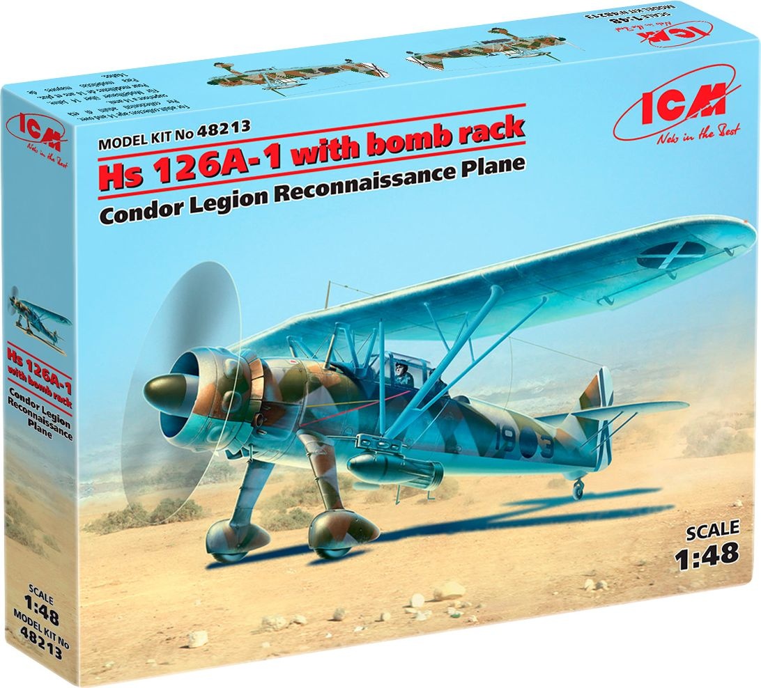 Zdjęcie dodatkowe produktu Hs 126A-1 z zasobnikiem na bomby 1:48 ICM 48213