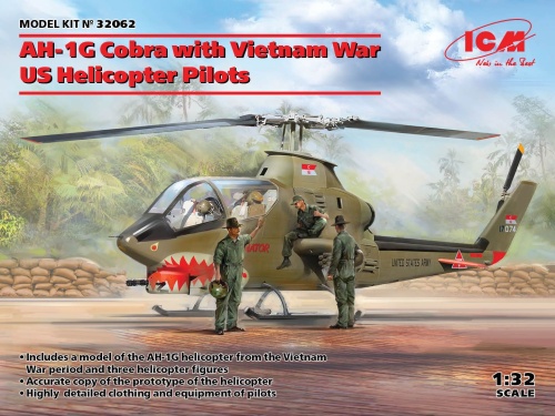 AH-1G Cobra z amerykańskimi pilotami śmigłowców z wojny w Wietnamie 1:32 ICM 32062