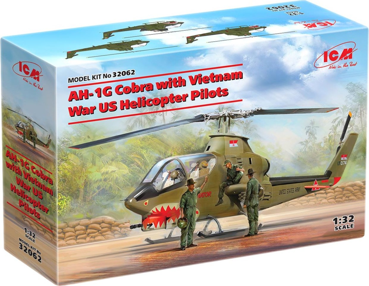 Zdjęcie dodatkowe produktu AH-1G Cobra z amerykańskimi pilotami śmigłowców z wojny w Wietnamie 1:32 ICM 32062