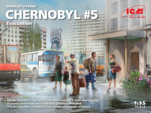 Czarnobyl 5. Ewakuacja (4 osoby dorosłe, 1 dziecko i bagaż) 1:35 ICM 35905