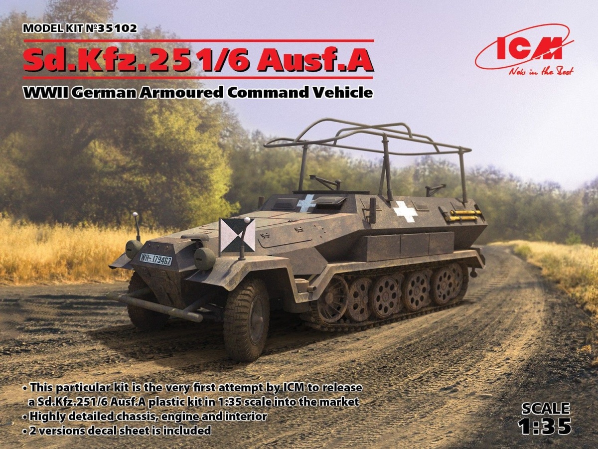 Zdjęcie główne produktu Niemiecki opancerzony wóz dowodzenia Sd.Kfz.251/6 Ausf.A 1:35 ICM 35102