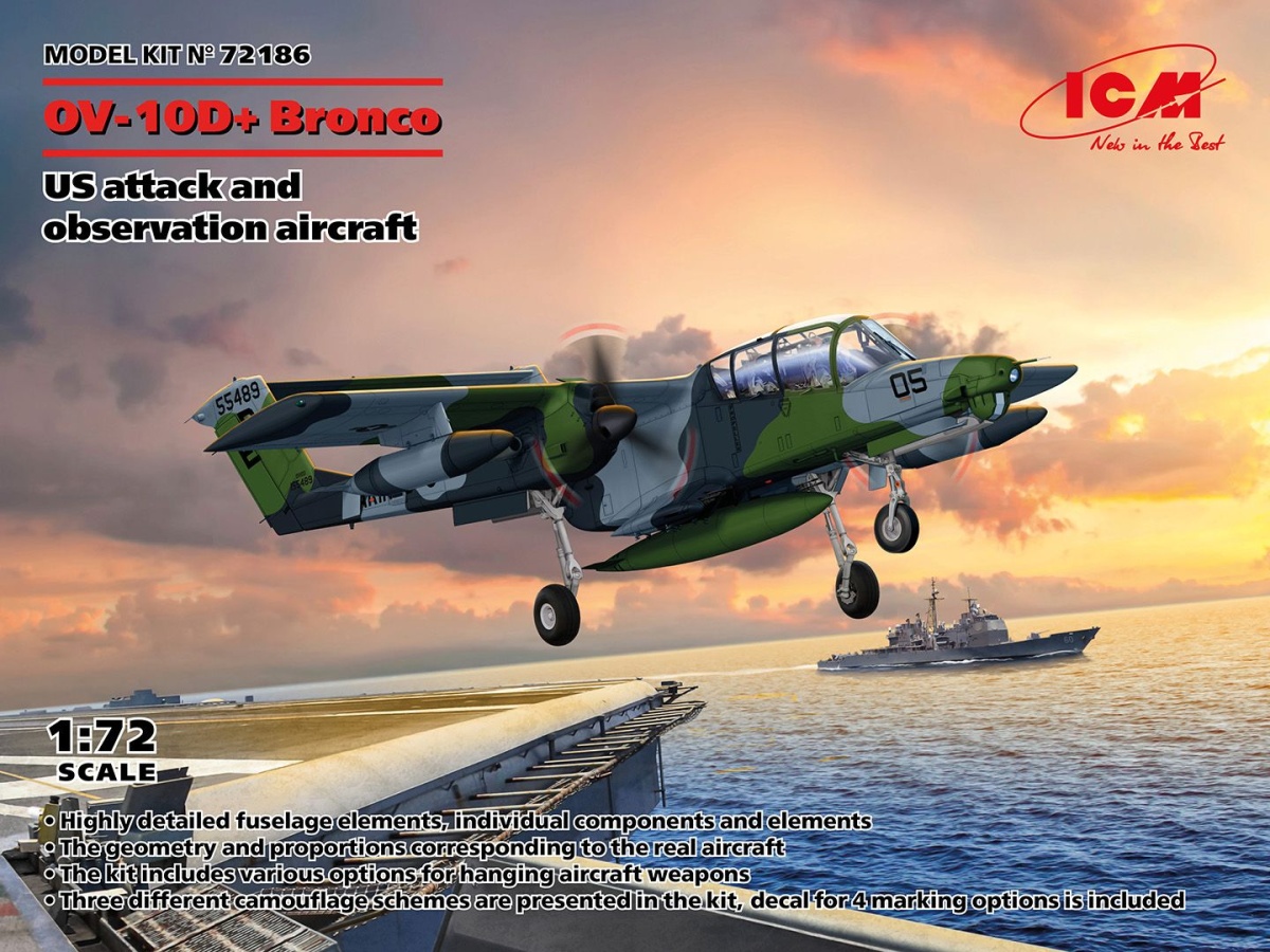 Zdjęcie główne produktu OV-10D+ Bronco amerykański samolot szturmowy i obserwacyjny 1:72 ICM 72186