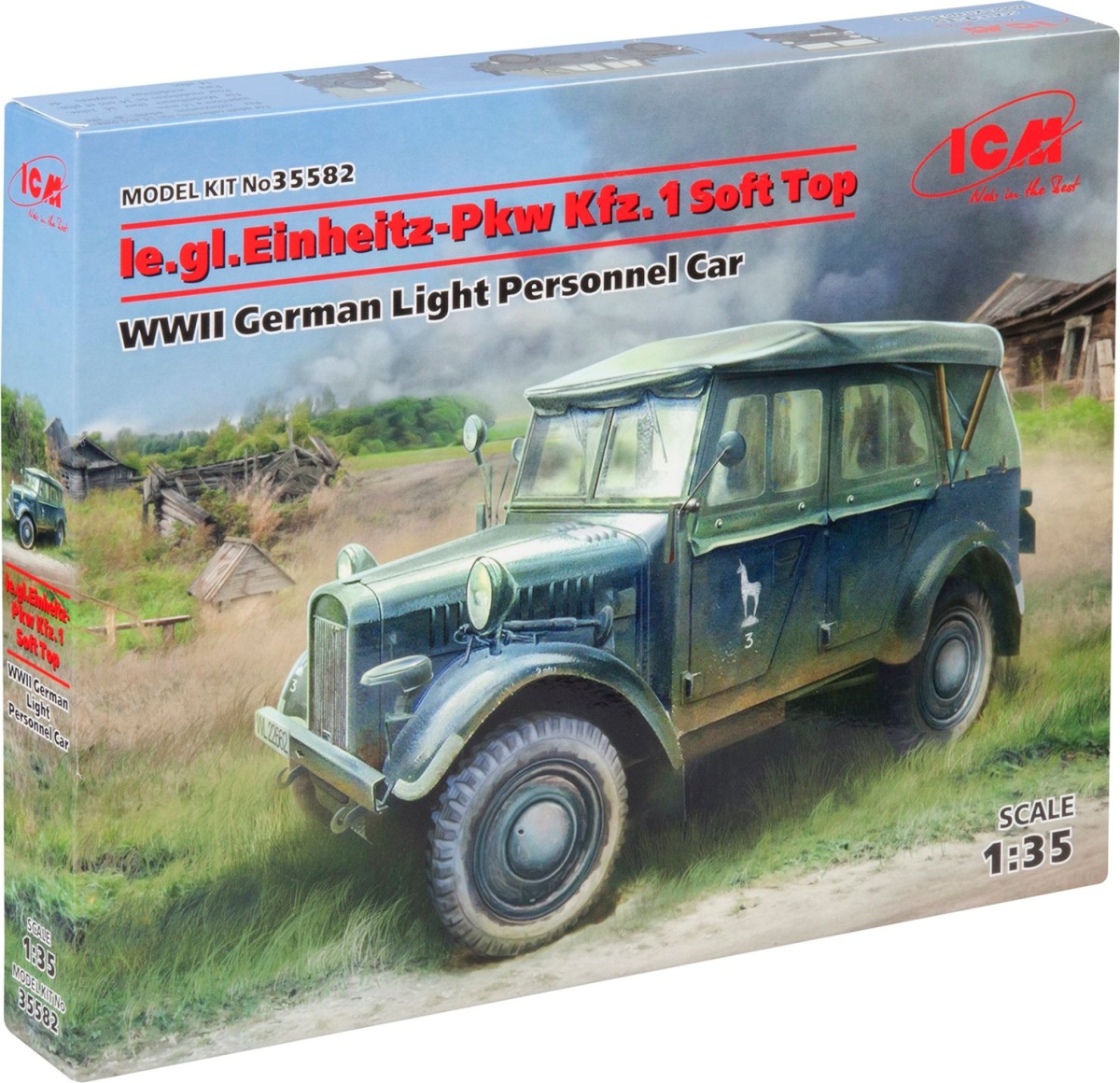 Zdjęcie dodatkowe produktu Niemiecki lekki samochód osobowy z II WŚ le.gl.Einheitz-Pkw Kfz.1 Soft Top 1:35 ICM 35582