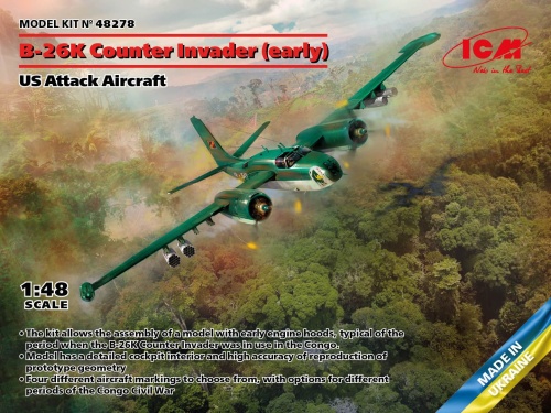 Amerykański samolot szturmowy B-26K Counter Invader (wczesny) 1:48 ICM 48278