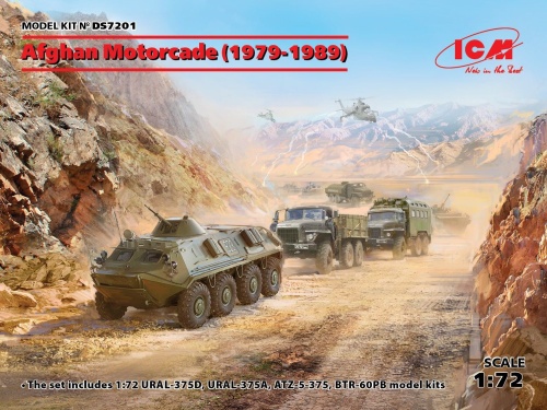 Afgańska Kawalkada (1979-1989) (URAL-375D, URAL-375A, ATZ-5-375, BTR-60PB) 1:72 ICM DS7201