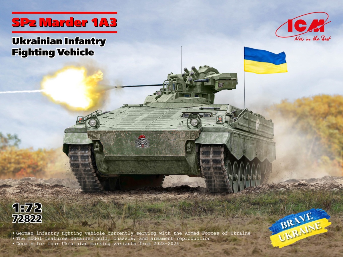 Zdjęcie główne produktu SPz Marder 1A3 ukraiński bojowy wóz piechoty 1:72 ICM 72822