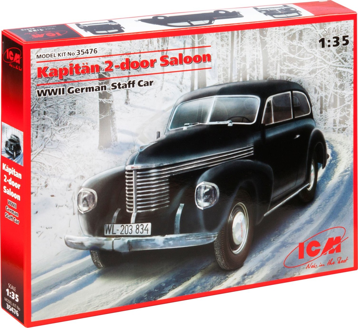 Zdjęcie dodatkowe produktu Niemiecki samochód sztabowy z II WŚ Kapitan 2-drzwiowy sedan 1:35 ICM 35476