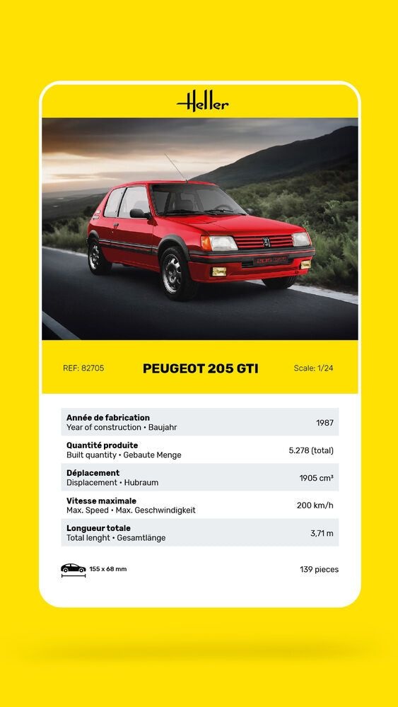 Zdjęcie dodatkowe produktu Peugeot 205 GTI 1:24 Heller 82705