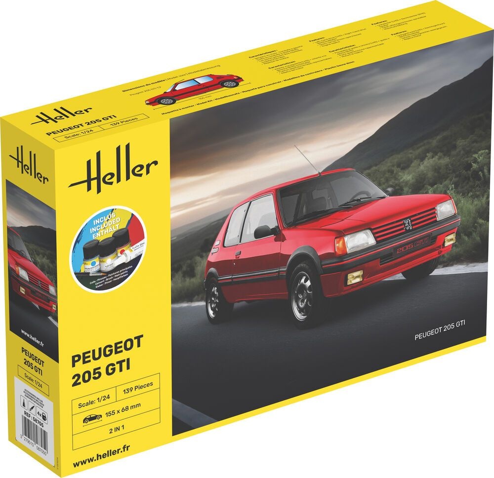 Zdjęcie główne produktu Peugeot 205 GTI STARTER KIT 1:24 Heller 58705