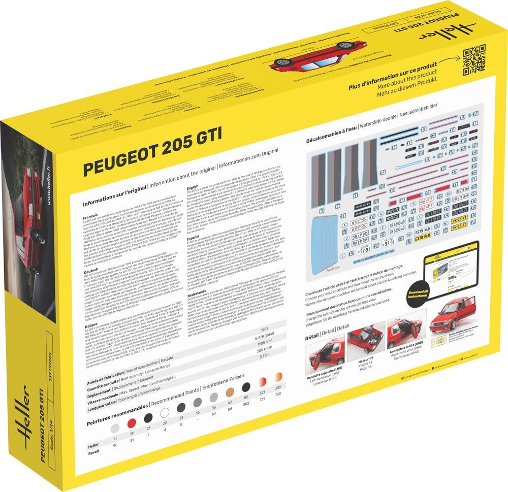 Zdjęcie dodatkowe produktu Peugeot 205 GTI STARTER KIT 1:24 Heller 58705