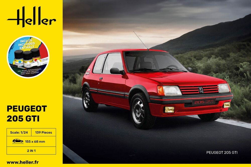 Zdjęcie dodatkowe produktu Peugeot 205 GTI STARTER KIT 1:24 Heller 58705
