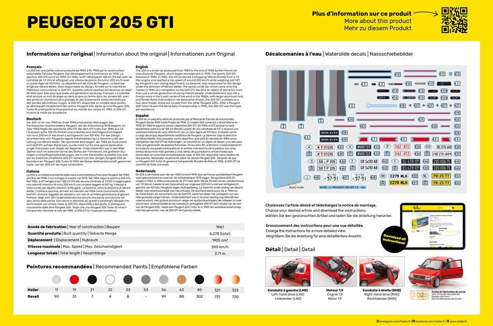 Zdjęcie dodatkowe produktu Peugeot 205 GTI STARTER KIT 1:24 Heller 58705