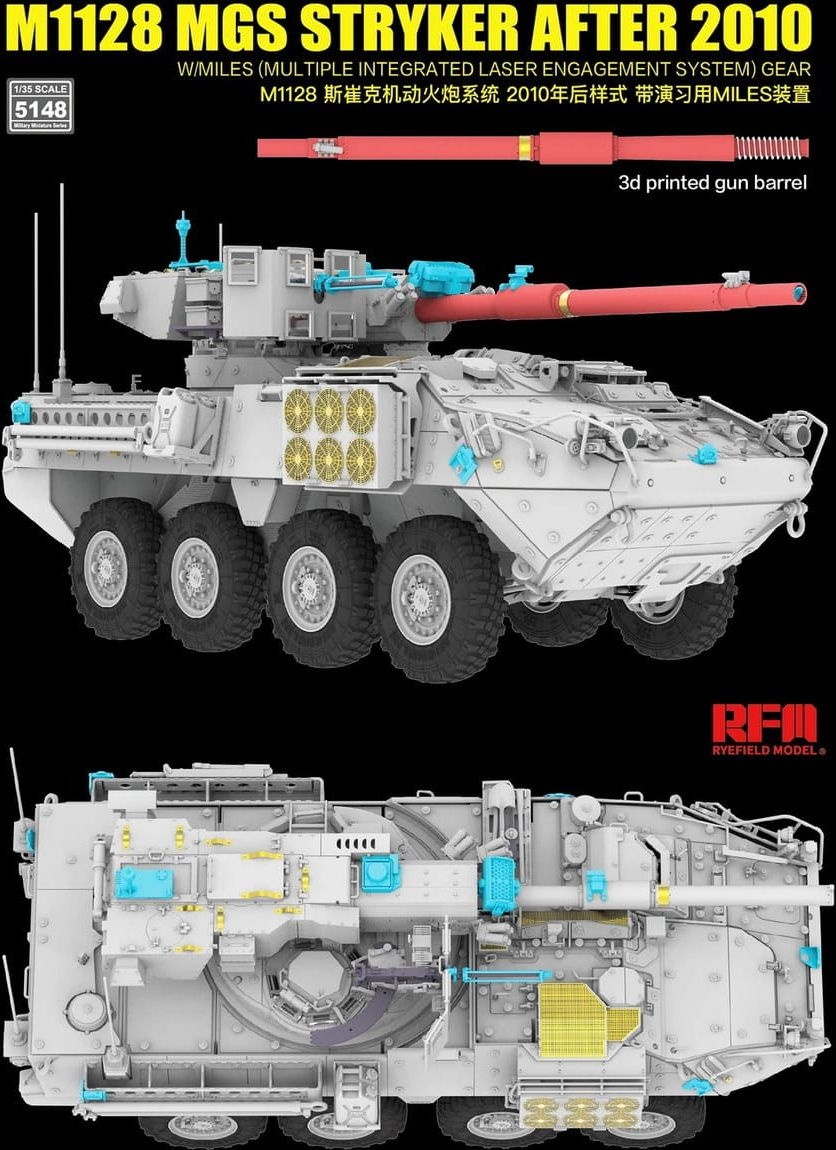 Zdjęcie dodatkowe produktu M1128 MGS Stryker After 2010 w/MILES (Multiple Integrated Laser Engagement System) 1:35 Rye Field Model 5148