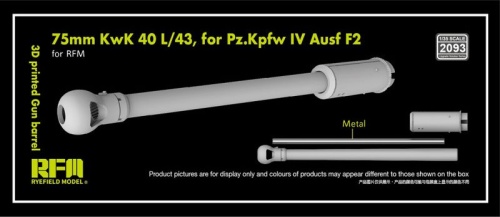Lufa 75mm KwK 40 L/43 przeznaczona dla Pz.Kpfw IV Ausf F2 (wydruk 3D) 1:35 Rye Field Model 2093