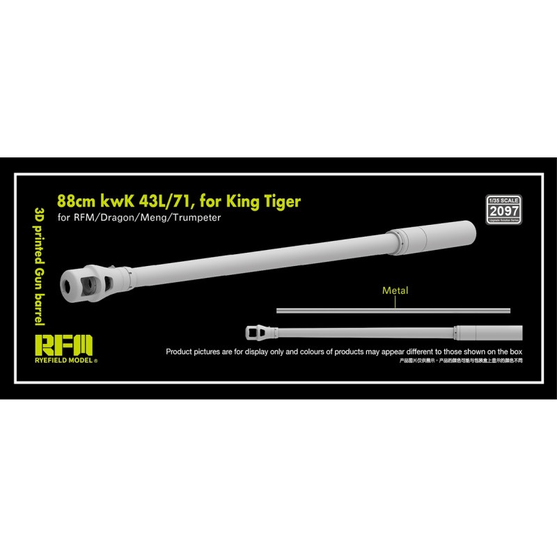 Zdjęcie główne produktu Lufa 88mm KwK 43 L/71 przeznaczona dla King Tiger (wydruk 3D) 1:35 Rye Field Model 2097