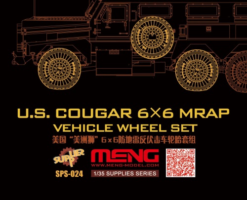 Zestaw kół przeznaczony dla US Cougar 6x6 MRAP (żywica) 1:35 Meng SPS24