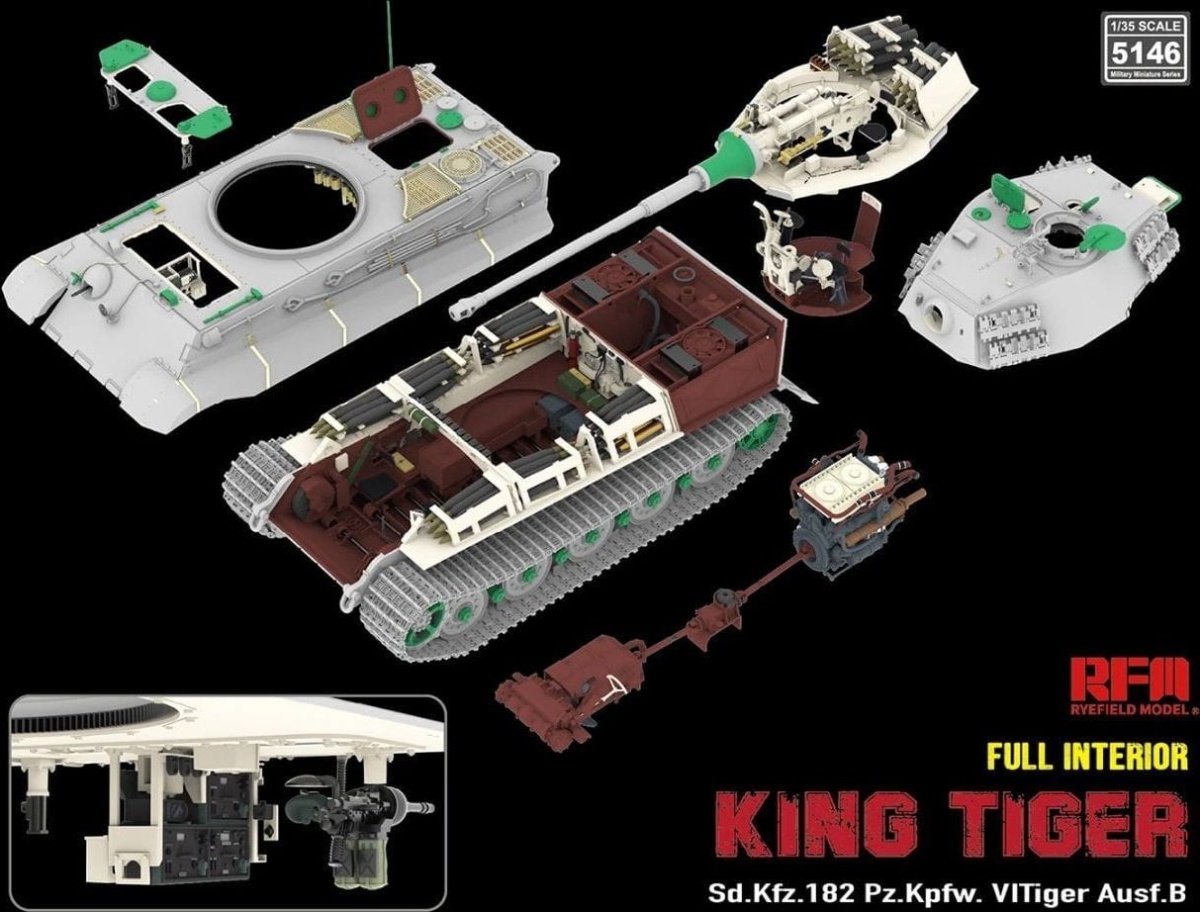Zdjęcie dodatkowe produktu Sd.Kfz. 182 Pz.Kpfw. VI Tiger Ausf. B King Tiger Full Interior 1:35 Rye Field Model 5146