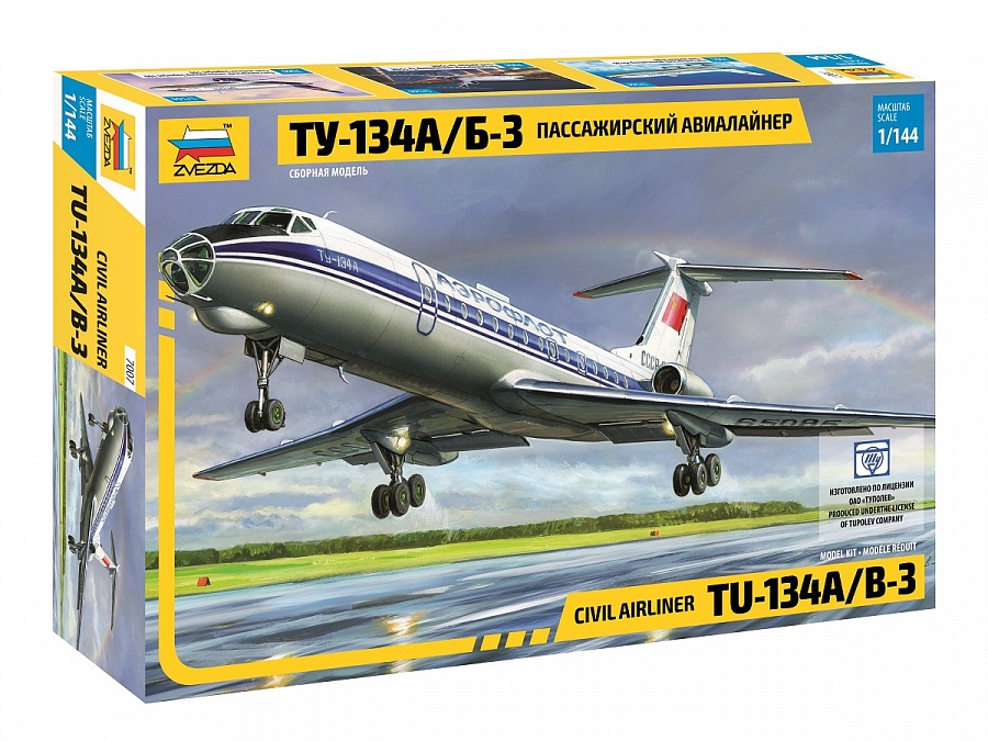 Zdjęcie główne produktu Samolot pasażerski Tu-134a/b-3 1:144 Zvezda 7007