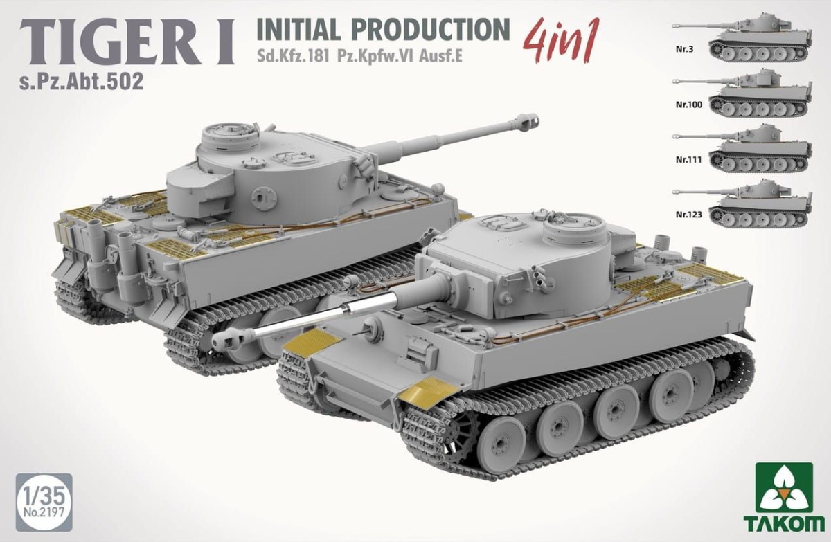 Zdjęcie dodatkowe produktu Tiger I Initial Production Sd.Kfz.181 Pz.Kpfw.VI Ausf. E 4in1 1:35 Takom 2197