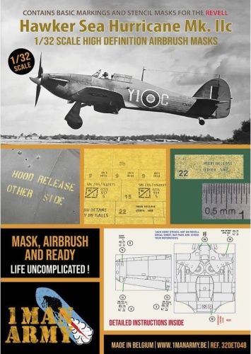 Hawker Sea Hurricane Mk.II - Zestaw masek do aerografu (do zestawów Revell) 1:32 1 Man Army 32DET048