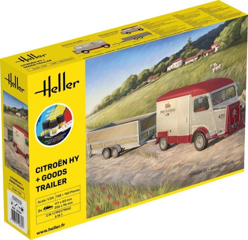 Citroen HY plus przyczepa towarowa 1:24 Heller 52331 STARTER KIT