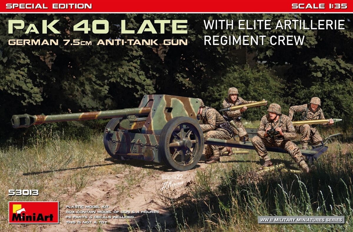 Zdjęcie główne produktu Niemieckie 7,5 cm działo przeciwpancerne PAK 40 z załogą 1:35 MiniArt 53013