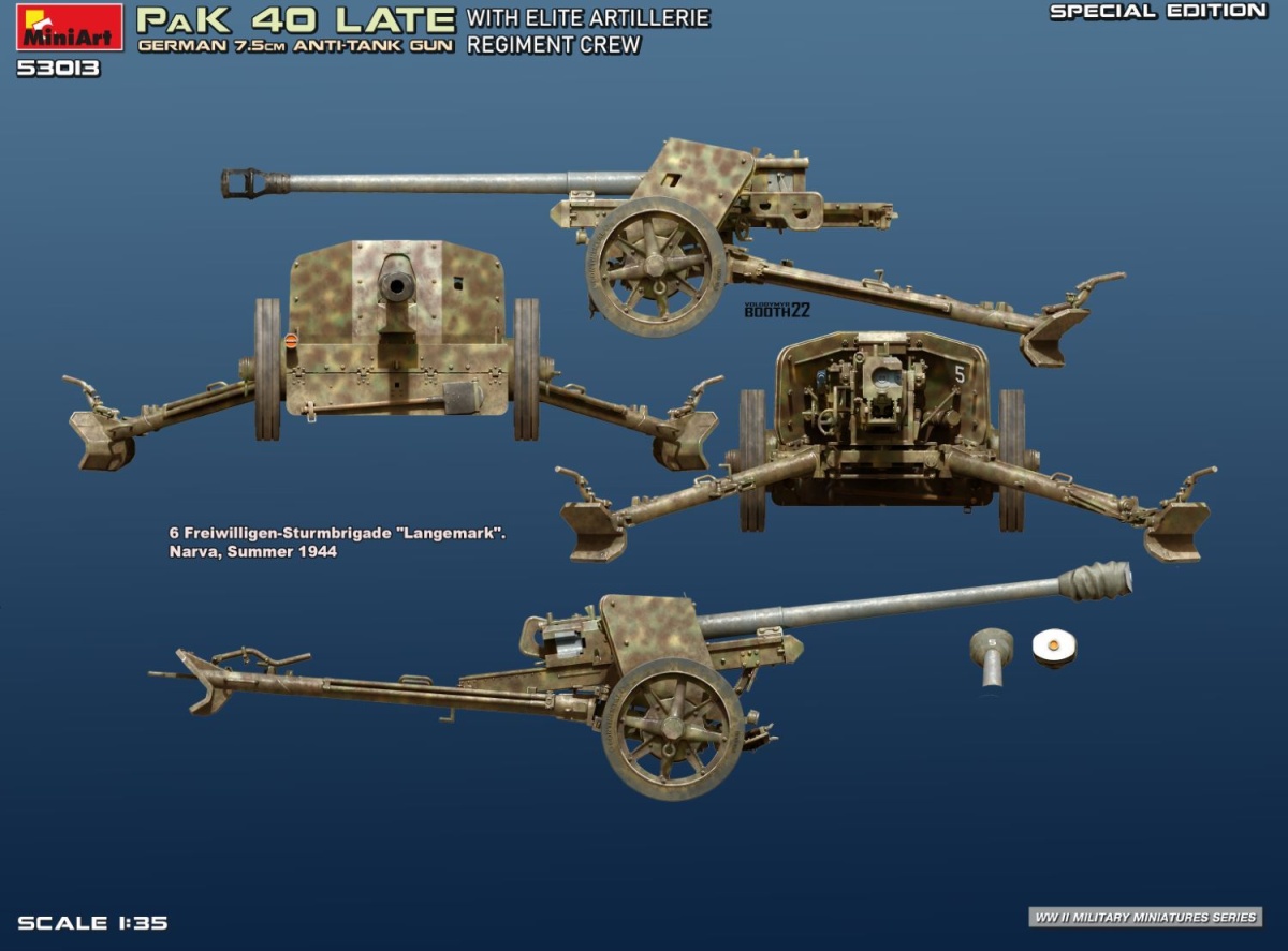 Zdjęcie dodatkowe produktu Niemieckie 7,5 cm działo przeciwpancerne PAK 40 z załogą 1:35 MiniArt 53013
