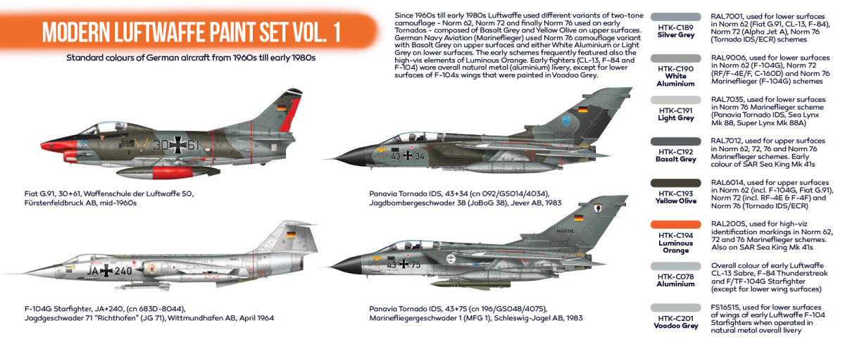 Zdjęcie dodatkowe produktu Zestaw farb Hataka HTK-CS48 Modern Luftwaffe Paint Set Vol. 1