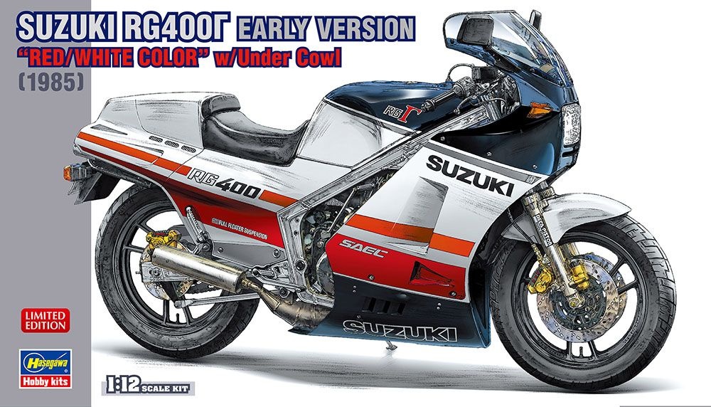 Zdjęcie główne produktu Suzuki RG400 Early Version "Red/White Color" w/Under Cowl 1:12 Hasegawa 21732