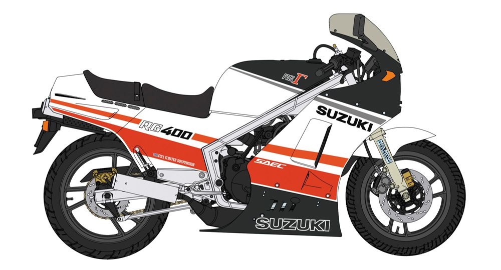 Zdjęcie dodatkowe produktu Suzuki RG400 Early Version "Red/White Color" w/Under Cowl 1:12 Hasegawa 21732