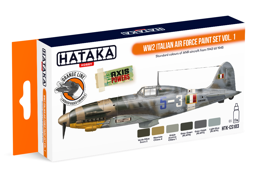 Zdjęcie główne produktu Zestaw farb WW2 Italian Air Force Paint Set Vol. 1 Hataka HTK-CS103