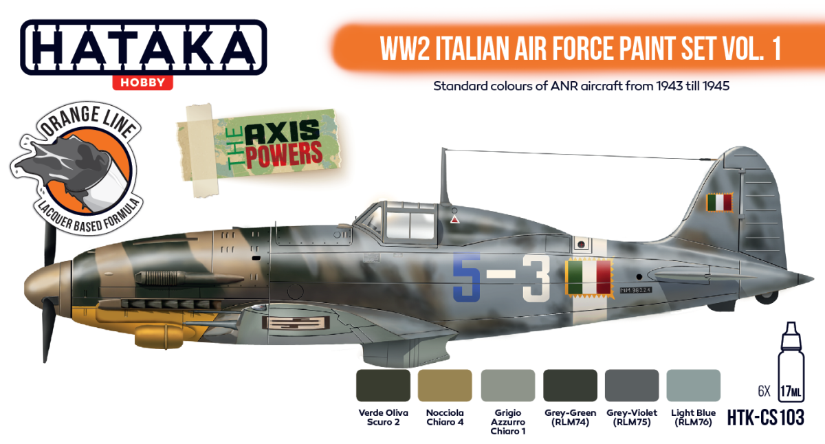 Zdjęcie dodatkowe produktu Zestaw farb WW2 Italian Air Force Paint Set Vol. 1 Hataka HTK-CS103
