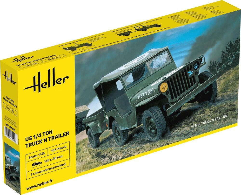 Zdjęcie główne produktu US 1/4 Ton Truck 'n Trailer 1:35 Heller 81105