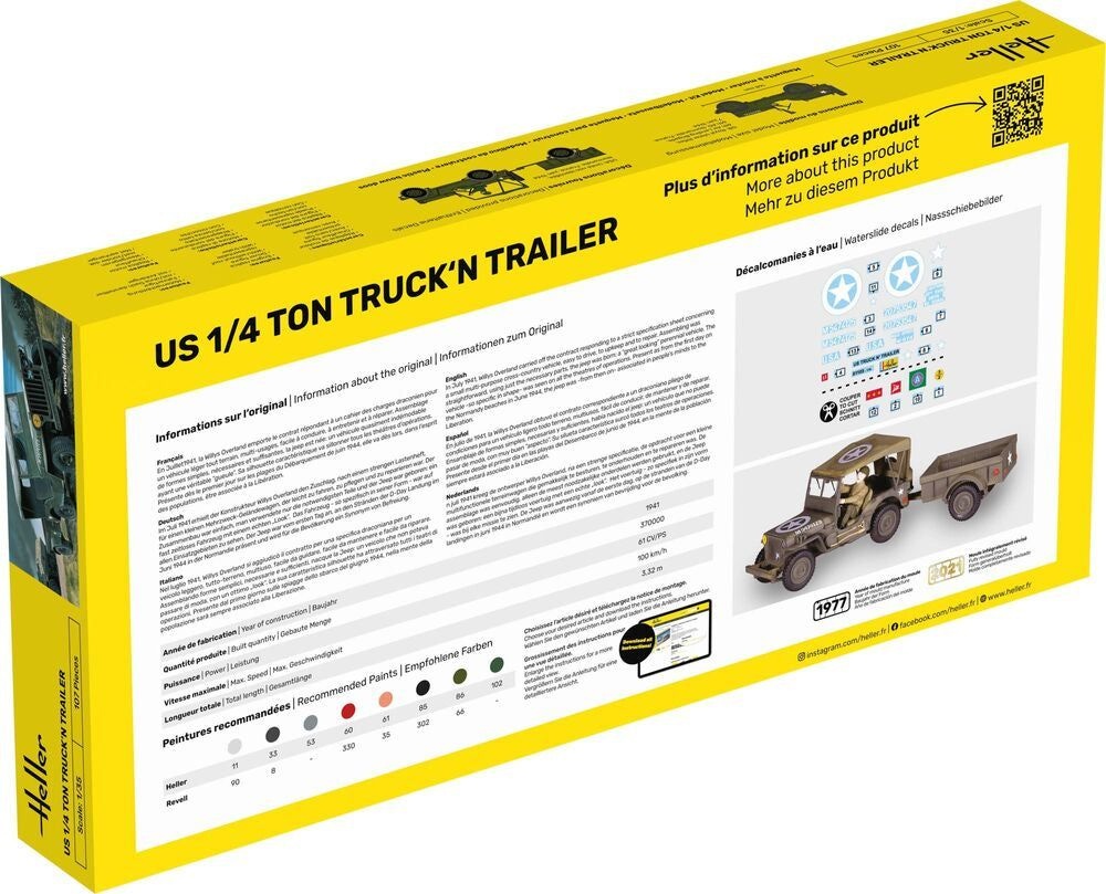 Zdjęcie dodatkowe produktu US 1/4 Ton Truck 'n Trailer 1:35 Heller 81105